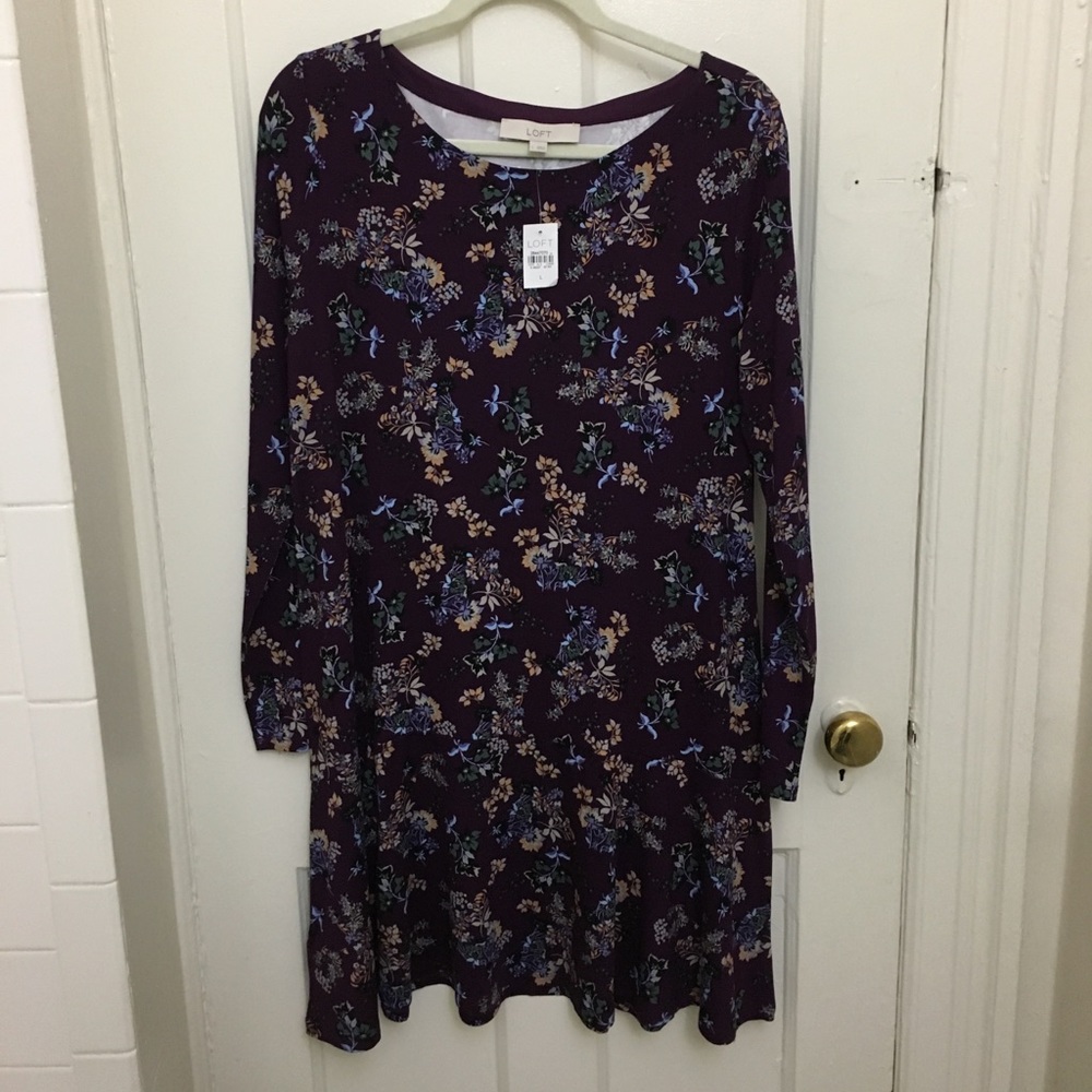 LOFT Primrose Flippy Dress in Bordeaux Grape